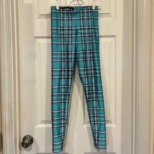 Black Milk Clothing Tartan Aqua Leggings S